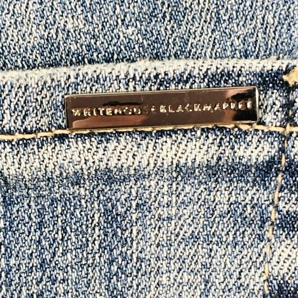 White House Black Market High Rise Straight Jeans Sz 2 Petite(2P) Beaded - Picture 12 of 16